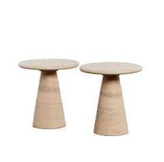 Wholesale Price Living Room Furniture Pair of Mangiarotti style travertine side tables Coffee Tables