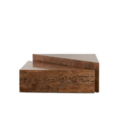 Classic design wholesale price two piece split stone triangular occasional red travertine coffee tables