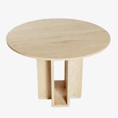 Classic Dining Room Furniture Round travertine Dining Table With Cubist Base