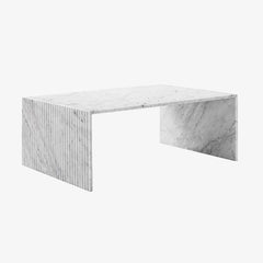 Luxury Side Table for Living Room Gio Minimalist Fluted Rectangular Carrara Marble Coffee Table