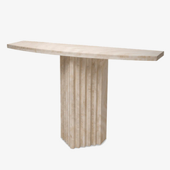 Modern Architectural Entrance Foyer Marble Table Italian Super White Travertine Hallway Console Table