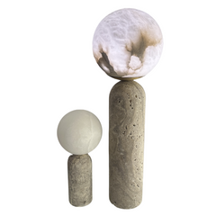 Silver Travertine Alabaster Stone Lamps