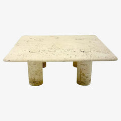 Marble Stone Living Room Furniture Mid-Century Italian Square Coffee Travertine Table