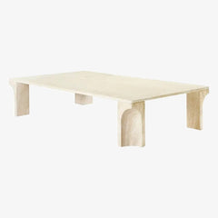 Doric coffee table neutral white travertine mid century modern rectangle coffee table