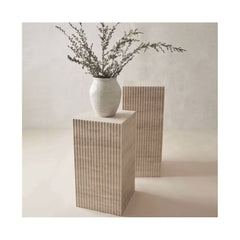 Creative Living Room End Table Marble Cube Side Table Beige Travertine Display Plinth For Home Decor