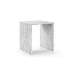 Luxury Side Table for Living Room Gio Minimalist Fluted Carrara Marble Side Tables