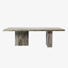 Customized August Rectangle Travertine Table with Block Legs Dining Table