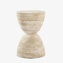 Wholesale Price Sera Hourglass White Travertine Side Tables
