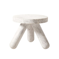 Decorative Modern Marble End Coffee Table Round Tripod Italy White Marble Side Table For Living Room