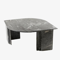 Vintage Grey Marble Leaf Shape Coffee Table Living Room Stone Furniture