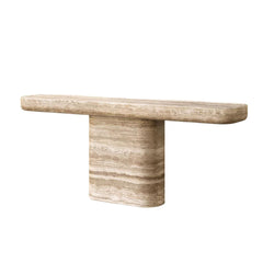 Baroque Style Natural Stone Entryway Table Rectangular Hallway Italian Travertine Plinth Console Table