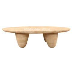 simple creative design lunarys oval center table living room OLIVER Italian travertine marble coffee tables