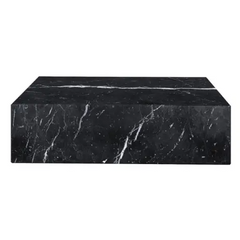 New Arrivals Natural Stone Furniture Nero Marquina Black Marble Block Coffee Table