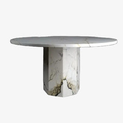 Luxury Stone Furniture for Dining Room Calacatta Paonazza Marble Dining Table with Hexagon Base