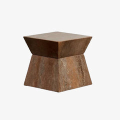 Square Pinched Waist Stone Side Table Natural Stone Furniture