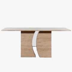 Luxury Stone Furniture for Dining Room Sculptural Travertine 6 Seater Dining Table