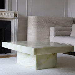 Wholesale Luxury Stone Furniture Rectangular Center Coffee Table Green Onyx Marble Coffee Table
