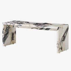 Luxury Marble Living Furniture Custom Calacatta Viola Stone Plinth Bridge Table Console Table