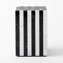 Unique Design Natural Stone End Table Square Black And White Marble Game Side Table For Living Room