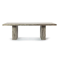 Customized August Rectangle Travertine Table with Block Legs Dining Table