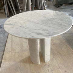 Luxury Home Furniture Living Room Round Cararra White Marble Coffee Side Table