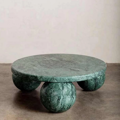 Luxury Living Room Furniture Stone Furniture Marble Center Table with Spherical Base Coffee Tables