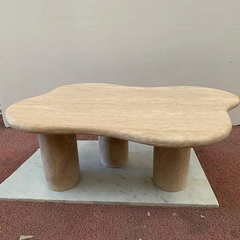 Luxury design coffee table modern type living room stone furture beige travertine coffee tables