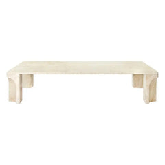 Doric coffee table neutral white travertine mid century modern rectangle coffee table