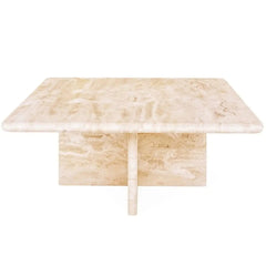 Wholesale Modern Luxury White Stone Travertine Square Natural Marble Coffee Table