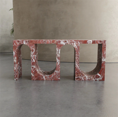 Advanced Customization Marble Entrance Side Table Arch Design Rosso Levanto Red Marble Console Table