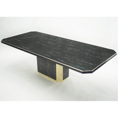 Customized Luxury Large Brass Portor Marble Dining Room Furniture Table