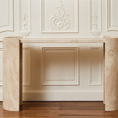 Modern Popular Natural Marble Porch Console Table Beige Travertine Foyer Corridor Entryway Console Table