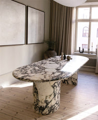 Luxury Customized Italy Stone Top Big Dining Table Calacatta Viola Marble Oval Dining Table 240cm