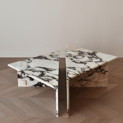Triangle Coffee Table set of 2 Calacatta Viola coffee table quality low price good price small table coffee