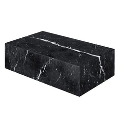 New Arrivals Natural Stone Furniture Nero Marquina Black Marble Block Coffee Table