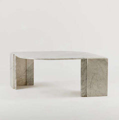 Vintage Carrara White Marble Leaf Shape Coffee Table Living Room Stone Furniture