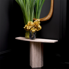 Modern Architectural Entrance Foyer Marble Table Italian Super White Travertine Hallway Console Table