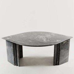 Vintage Grey Marble Leaf Shape Coffee Table Living Room Stone Furniture