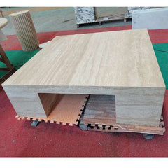 Luxury coffee table modern type living room stone furture Arabescato Travertine square coffee tables