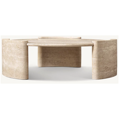 Modern marble coffee table living room stone furniture beige travertine cardin round coffee tables