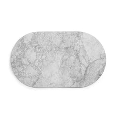 Laurent Oval White Grey Marble Table with Angled Base for Living Room furniture Coffee tables