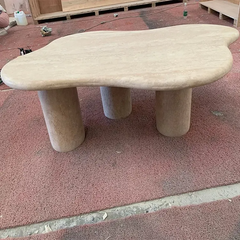 Luxury design coffee table modern type living room stone furture beige travertine coffee tables