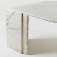 Vintage Carrara White Marble Leaf Shape Coffee Table Living Room Stone Furniture