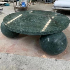 Luxury Living Room Furniture Stone Furniture Marble Center Table with Spherical Base Coffee Tables