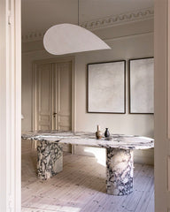 Luxury Customized Italy Stone Top Big Dining Table Calacatta Viola Marble Oval Dining Table 240cm