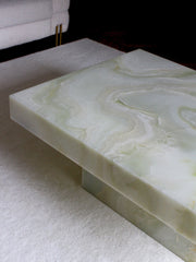 Wholesale Luxury Stone Furniture Rectangular Center Coffee Table Green Onyx Marble Coffee Table