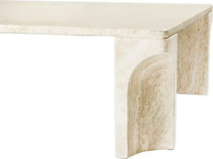 Doric coffee table neutral white travertine mid century modern rectangle coffee table