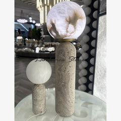 Silver Travertine Alabaster Stone Lamps