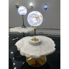 Italian White Marble Spanish Alabaster Stone Lamps Luxury Modern Alabaster Lamps