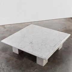 Durable Natural Stone Rectangle Carrara White Marble Coffee Table For Living Room